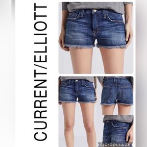 •CURRENT/ELLIOTT•THE BOYFRINED SHORT "IN LOVE" DENIM RAW EDGE HEM SHORT SIZE 31
